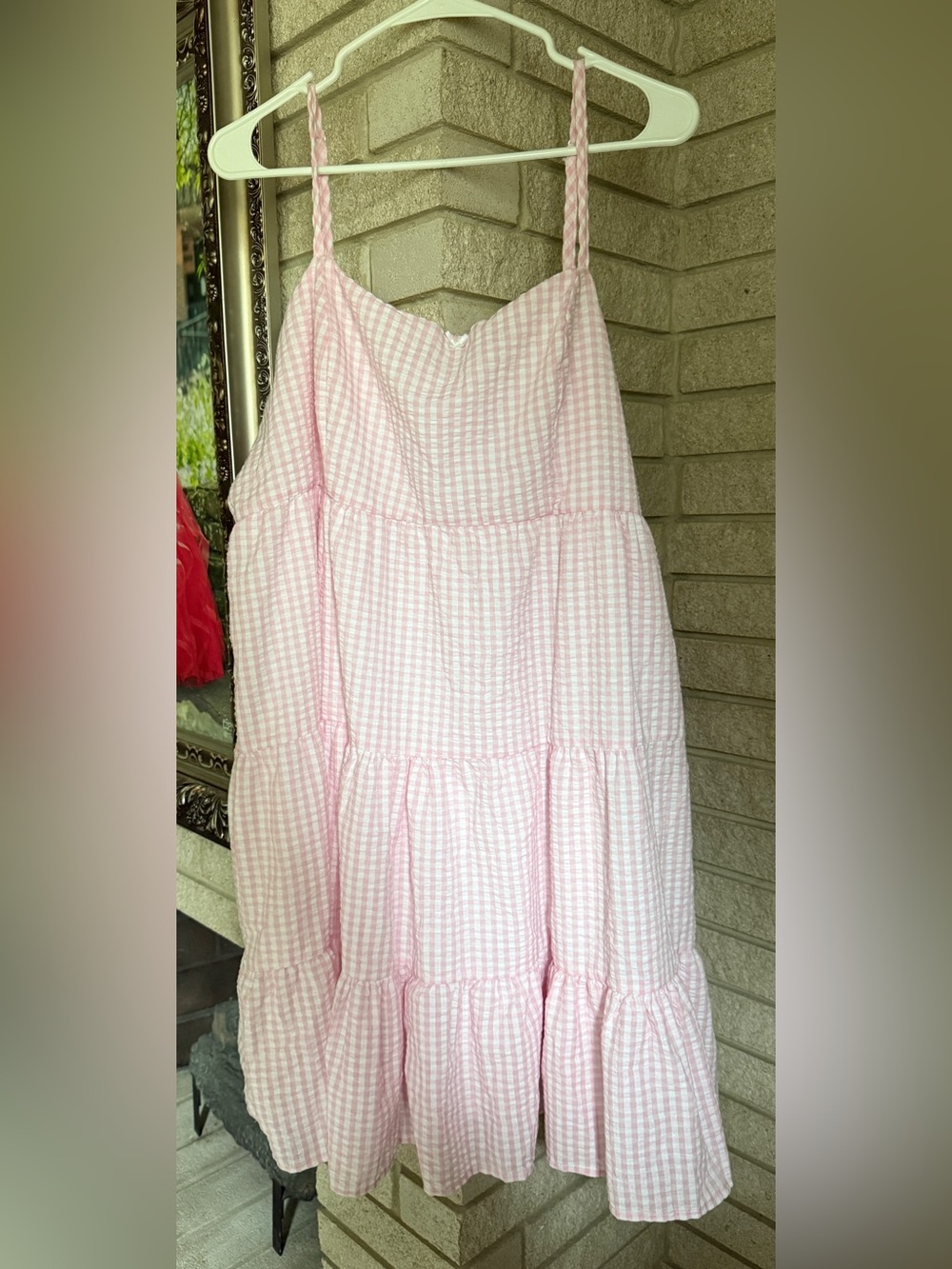 ARULA Pink Gingham Tiered Sundress